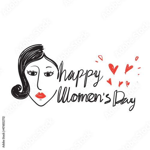 hand drawn doodle happy women's day illustration vector isolated