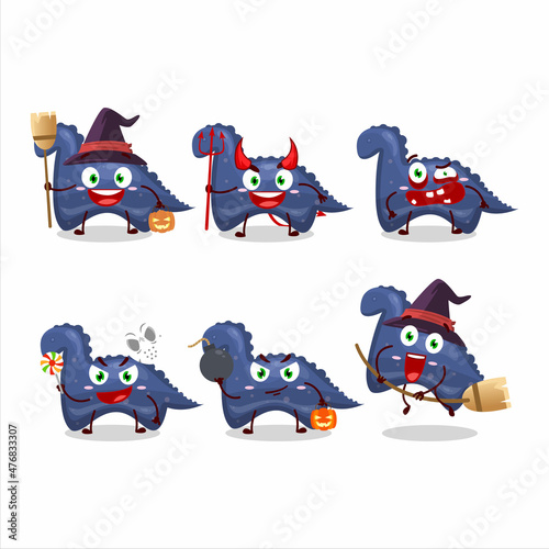 Halloween expression emoticons with cartoon character of blue dinosaur gummy candy