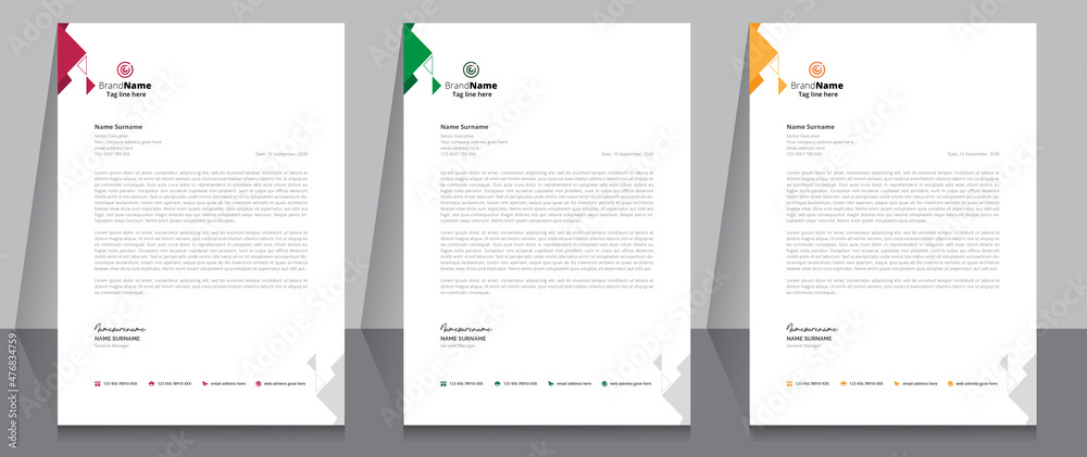 Letterhead format template, business style letterhead design template. Company letterhead template designs. - obrazy, fototapety, plakaty 