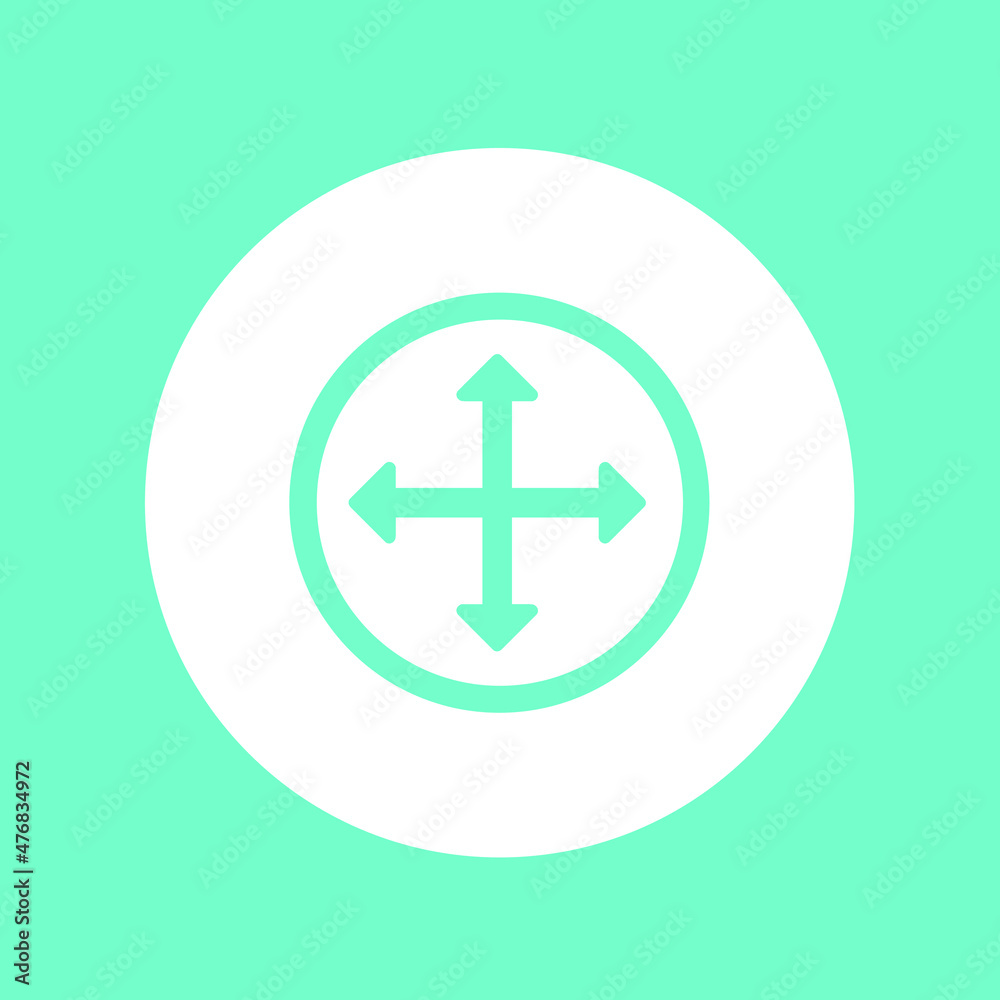 4 way positions crossed arrow in circle, up down right left, simple flat design concept vector for web, logo, mobile app, UI, UX on green background 4 way positions crossed arrow in circle, up down right left, simple flat design concept vector for web, logo, mobile app, UI, UX on green background