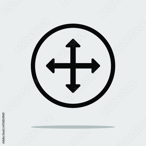 4 way positions crossed arrow, up down right left, simple flat design concept vector for web, logo, mobile app, UI, UX on white background