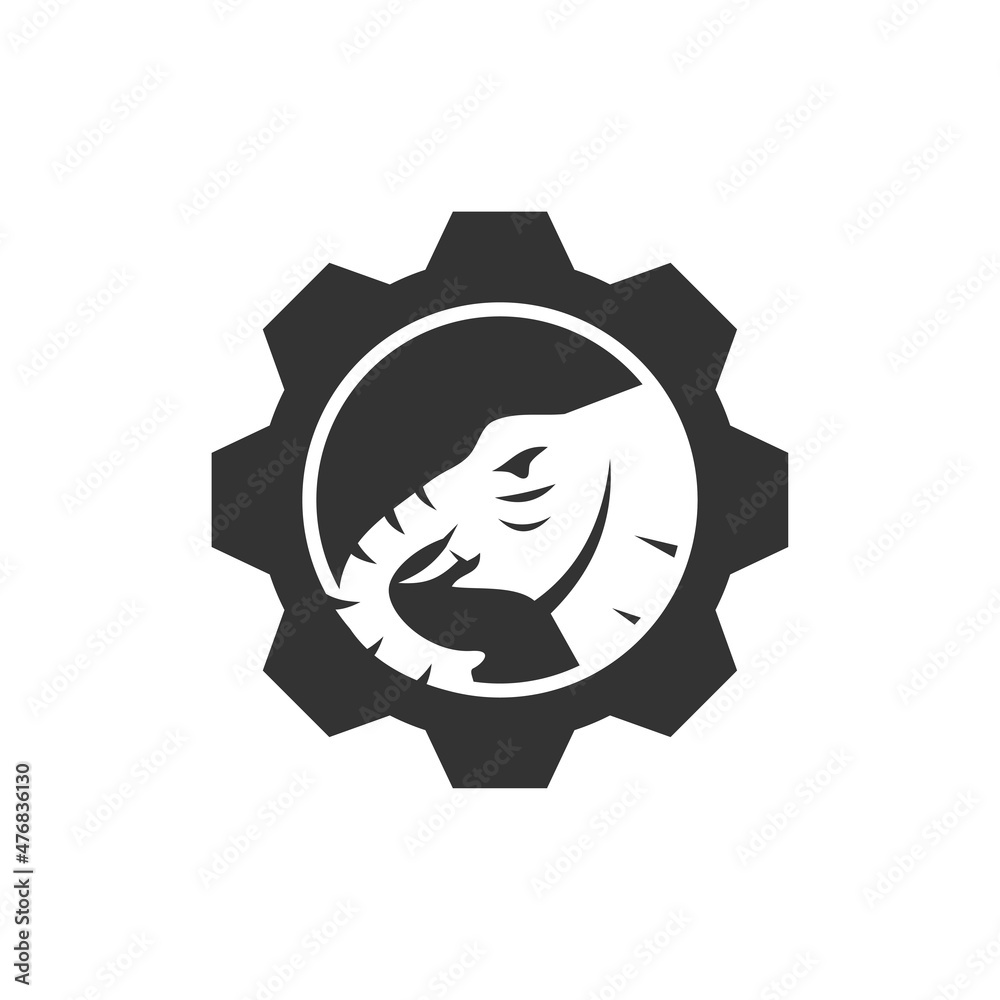 elephant gear Illustration Icon Brand Isolated