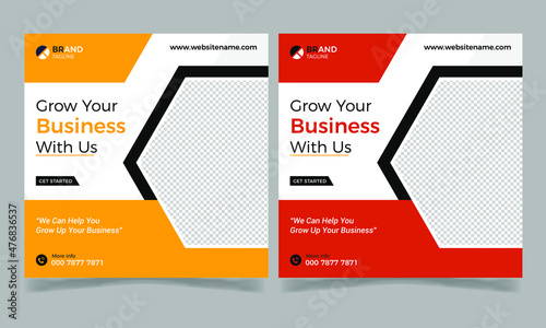 Grow your business digital marketing social post design template, digital marketing banner design template 