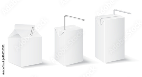 stock vector juice milk blank white carton 

boxes packages, realistic box milk packaging, 

mock up.

