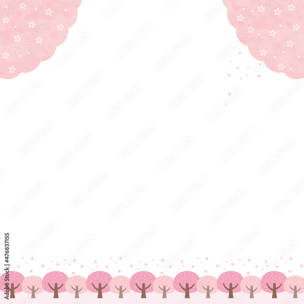 桜の木が並ぶ風景