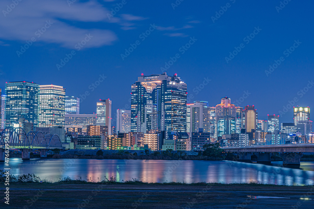 Naklejka premium 大阪の都市夜景