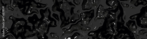 abstract texture of glass surface in black. Glossy surface of something. Horizontal image. banner for placement on site. 3D image. 3D rendering.