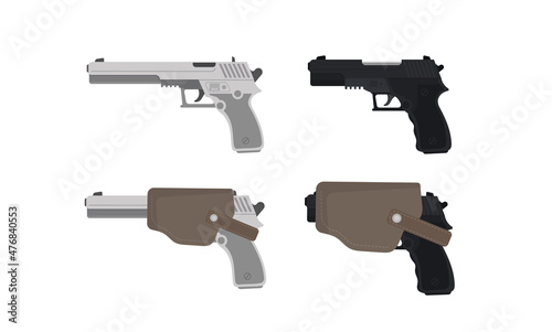 close up shot of different guns on white