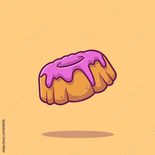 Bundt Cake Cartoon Vector Icon Illustration. Food Icon Concept Isolated Premium Vector. Flat Cartoon Style