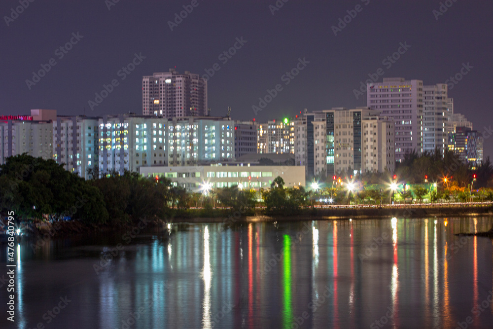 The district 7 at by night. One of the rapidly growing districts with better-planned infrastructure than the rest of Ho Chi Minh city, Vietnam
