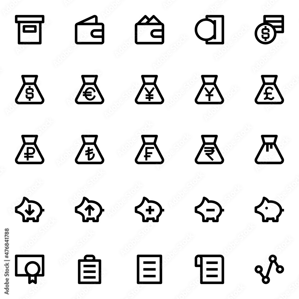 Outline icons for user interface. Outline icons for user interface.