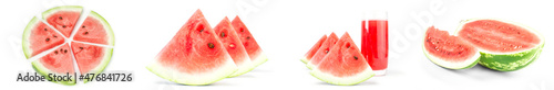 Set of Sweet watermelon isolated on a white cutout