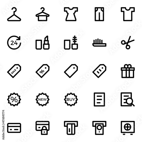 Outline icons for user interface.