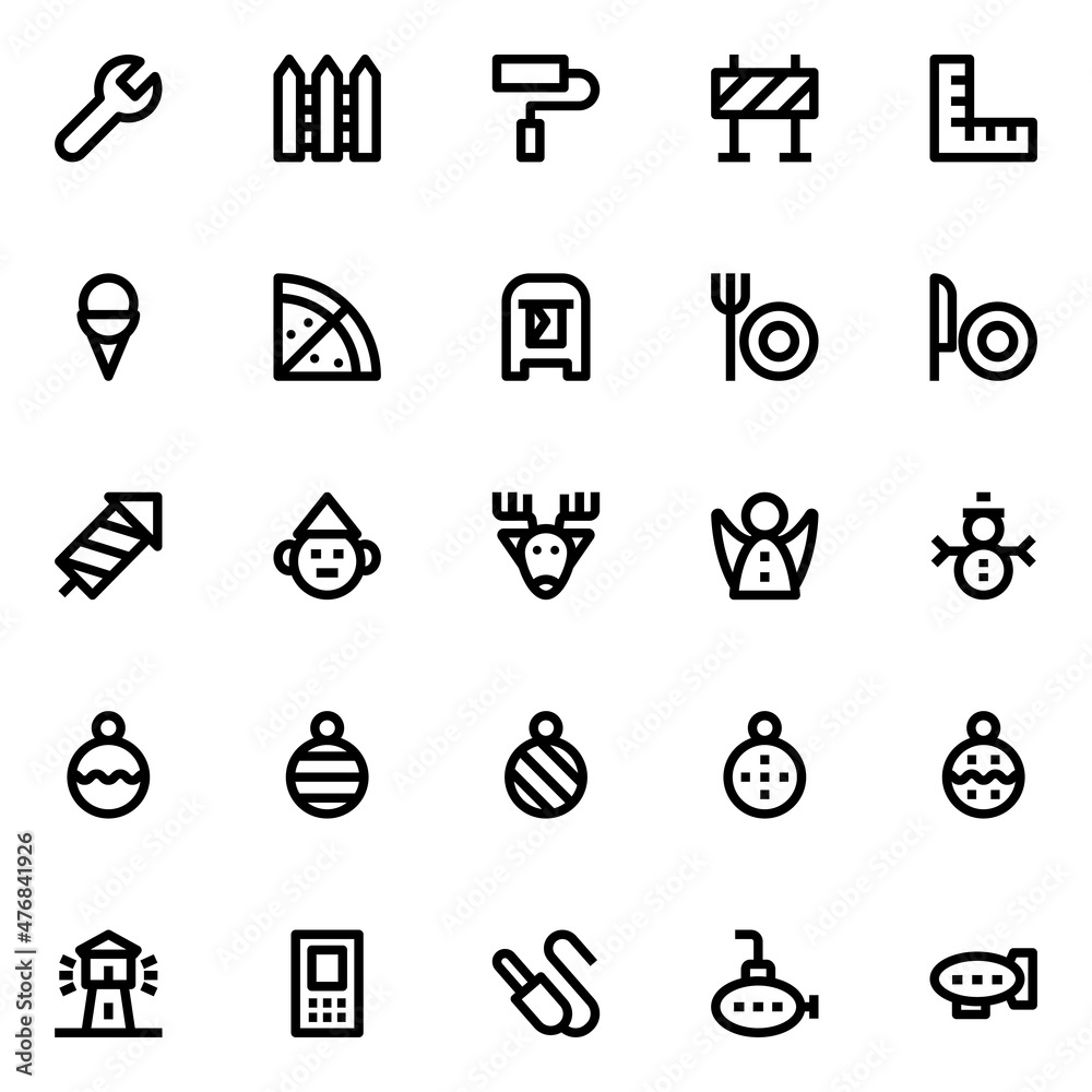 Outline icons for user interface. Outline icons for user interface.