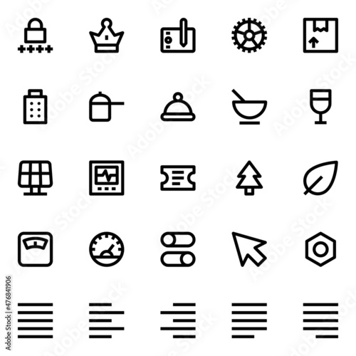 Outline icons for user interface.