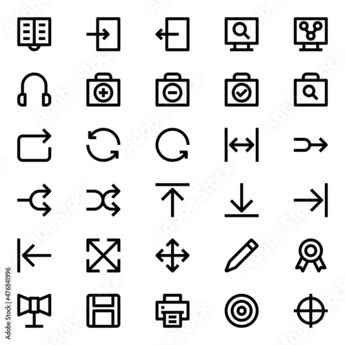 Outline icons for user interface.