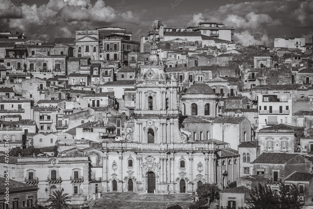 View of San Giorgio Cathedral in Modica, Ragusa, Sicily, Italy, Europe, World Heritage Site