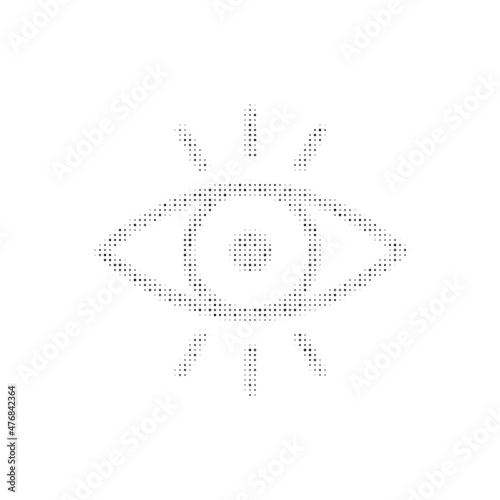 The vision symbol filled with black dots. Pointillism style. Vector illustration on white background