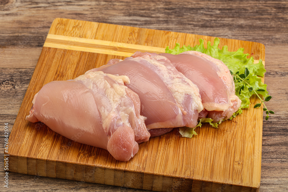 Raw chicken boneless and skinless leg Raw chicken boneless and skinless leg