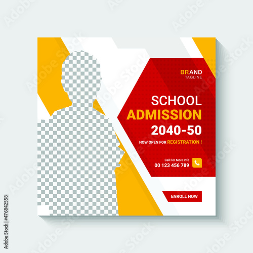 School Admission Social Media Instagram Post or Banner Design  photo