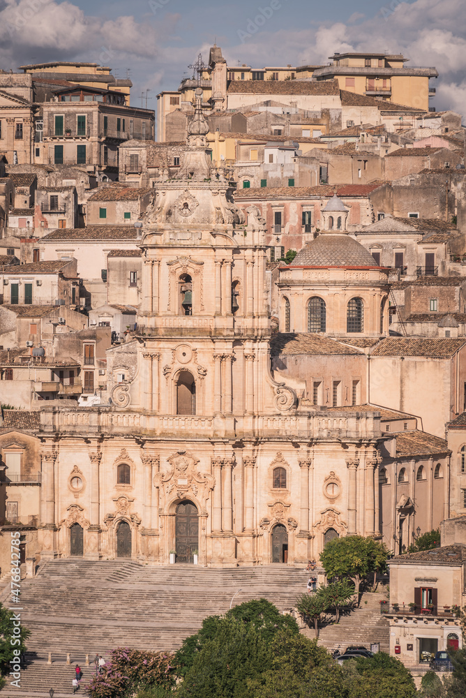 View of San Giorgio Cathedral in Modica, Ragusa, Sicily, Italy, Europe, World Heritage Site