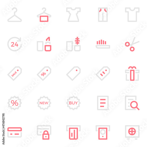 Two color outline icons for user interface.