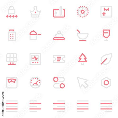 Two color outline icons for user interface.