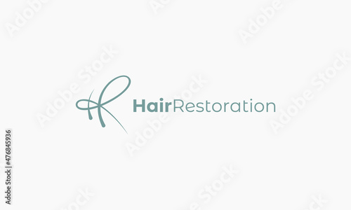 vector graphic illustration logo design for brand hair restoration with monogram initial letter HR in hair style shape