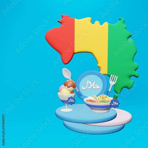 3d rendering of halal food tourism in Guinea for Ramadan and Eid