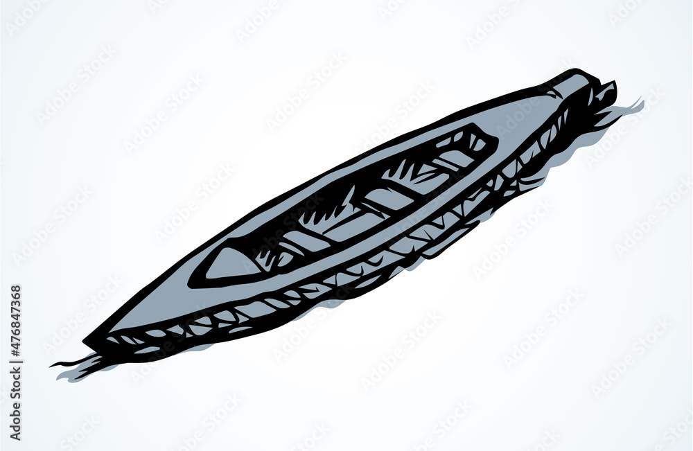 Old wooden boat. Vector drawing Old wooden boat. Vector drawing
