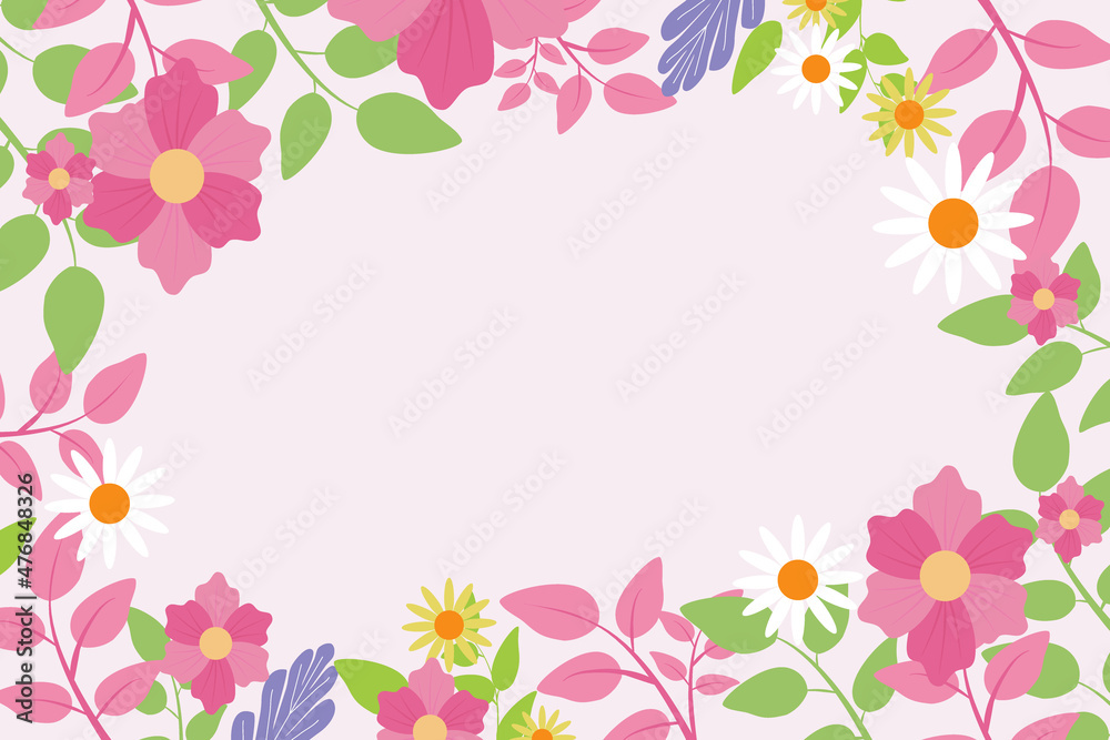 Spring Background, with bright elegant colors looks fresh with blooming leaves and flowers