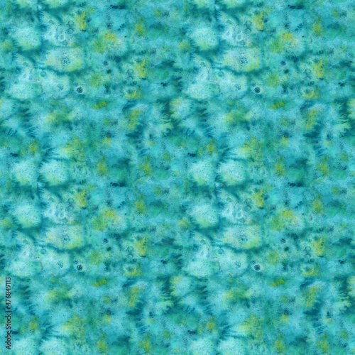 Seamless texture Watercolor background abstract paper turquoise sea marine blue