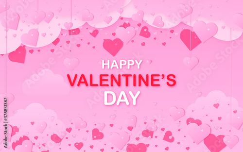 Happy valentine's day background with realistic hearts banner