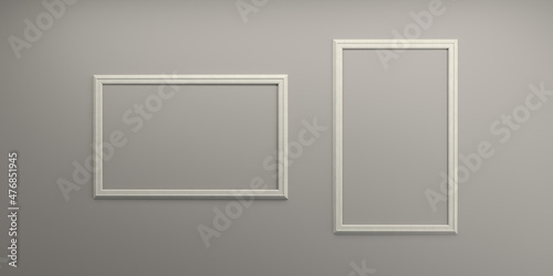 Photo frames isolated on the white wall, Creative mood board mockup template in living room interior, realistic square black frames mockup, vector set. empty framing for your design.3d rendering