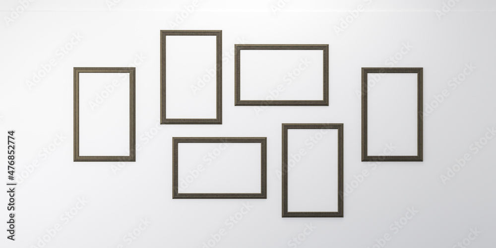 Photo frames isolated on the white wall, Creative mood board mockup template in living room interior, realistic square black frames mockup, vector set. empty framing for your design.3d rendering Photo frames isolated on the white wall, Creative mood board mockup template in living room interior, realistic square black frames mockup, vector set. empty framing for your design.3d rendering