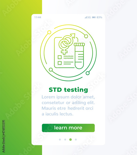 STD testing banner with line icon, vector design