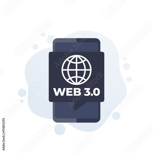 Web 3.0 internet vector icon with a smart phone
