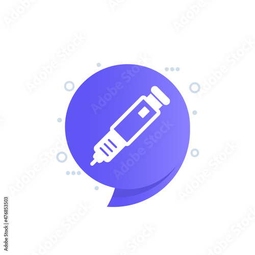 insulin pen or injector icon, vector