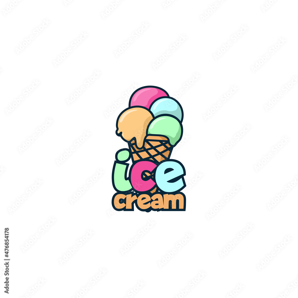 Naklejka premium vintage ice cream logo vector