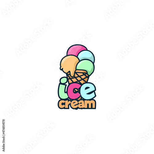 vintage ice cream logo vector