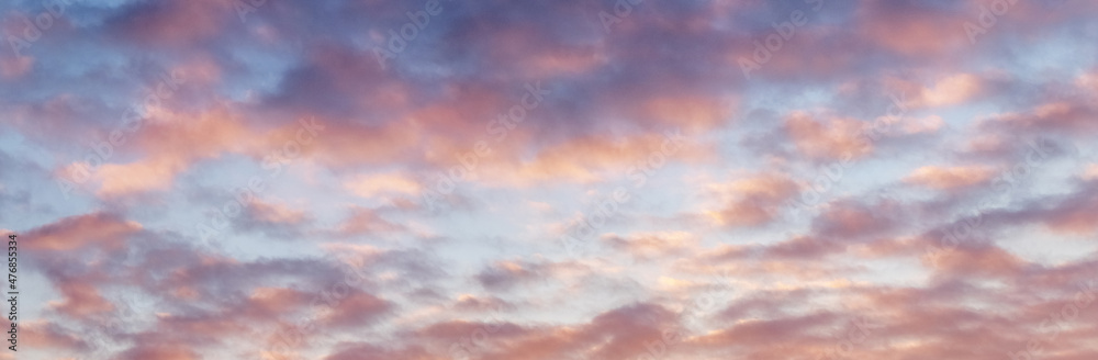 Picturesque morning sky with red and purple clouds