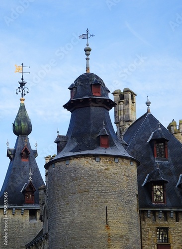 Towers of castle De Borrekens, Vorselaar, Belgium. photo