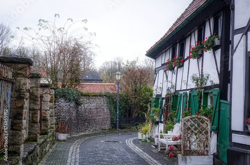 Straße im historischen alten Dorf in Westerholt in Herten photo