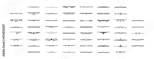 Set Black Simple Line Collection Doodle Border Elements Vector Design Style Sketch Isolated Illustration For Banner © Дмитрий