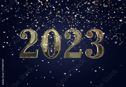 New Year Confetti 2023 Illustration - 3D rendering