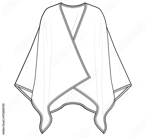 Fotografia poncho blanket scarf unisex scarves flat sketch vector illustration