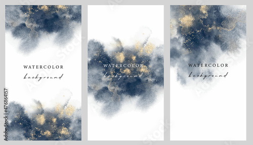 Set of vector universal backgrounds with watercolour shapes copy space for text. Design for social media, story, card, invitation, feed post.