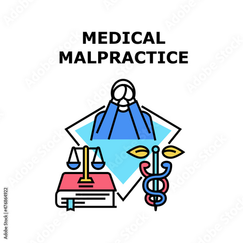 Medical malpractice negligence. legal law. lawyer lawsuit. personal injury. legislation judgment medical malpractice vector concept color illustration