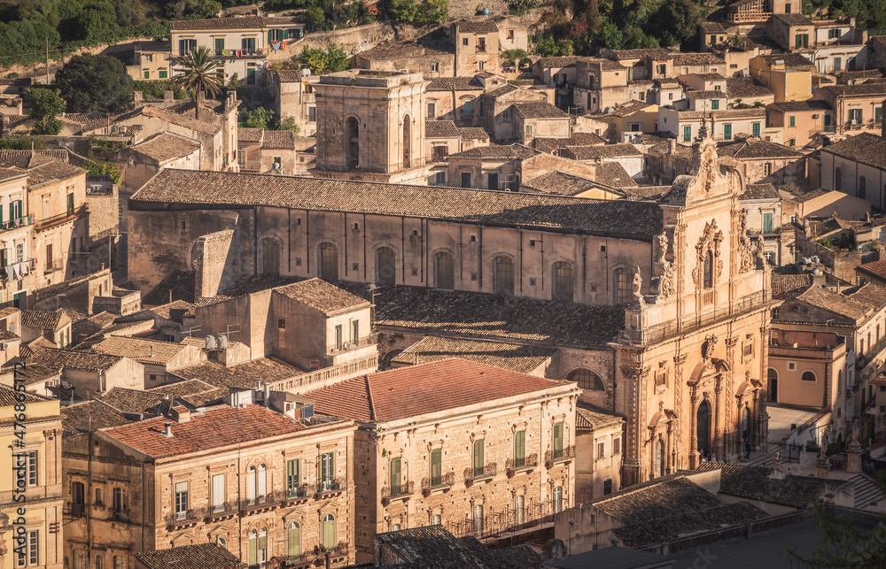 View of San Pietro Cathedral in Modica, Ragusa, Sicily, Italy, Europe, World Heritage Site