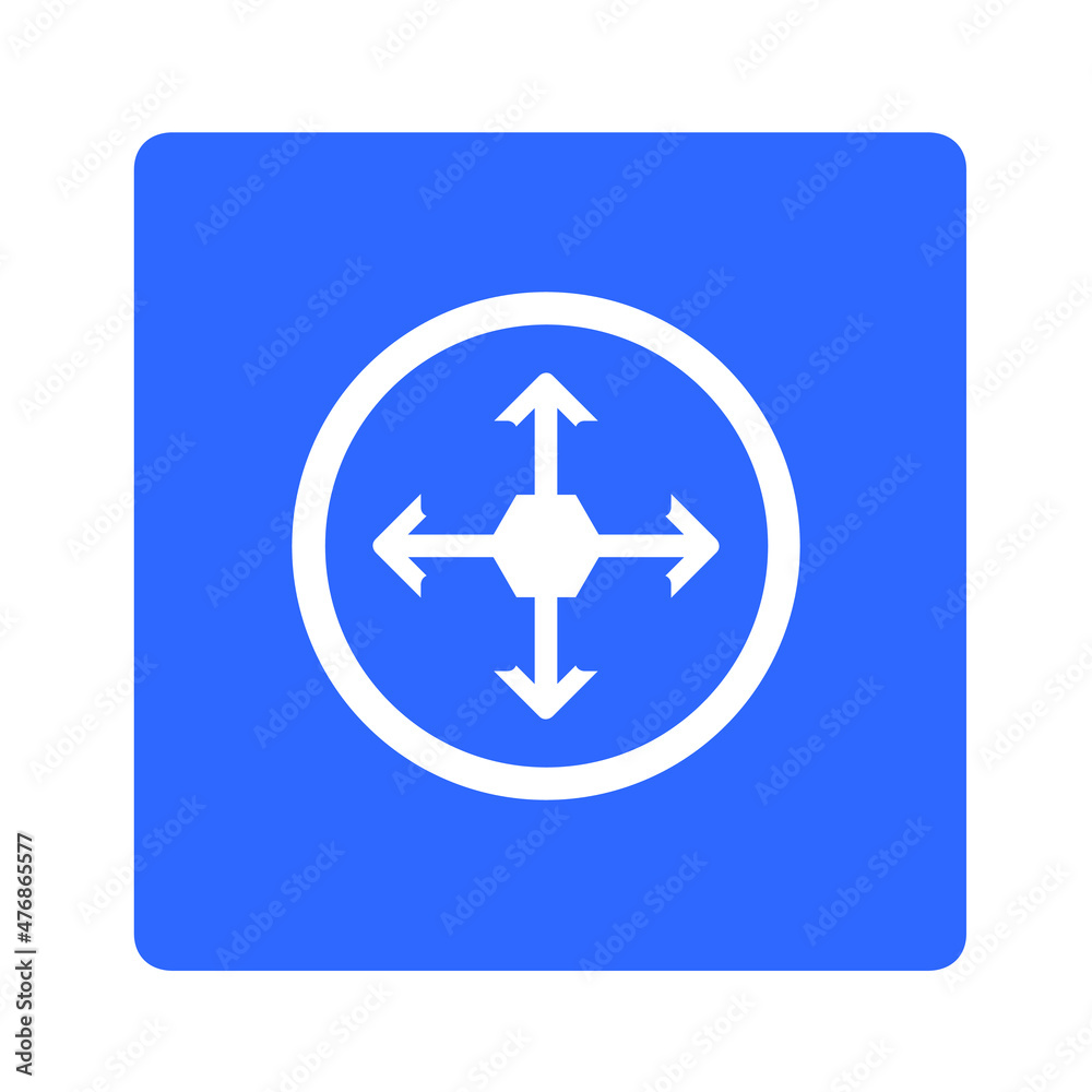 Arrows in four directions. Four side arrow icon. Arrow icon illustration vector sign symbol for your project. Flat design style. Vector illustration in circle isolated on white background